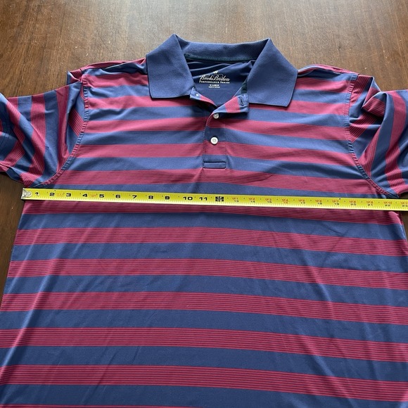 Brooks Brothers Polo XL Mens Blue Stripe Red Performance Preppy Golf Lightweight - Picture 10 of 11